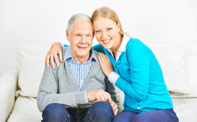 elderly patient with his caregiver